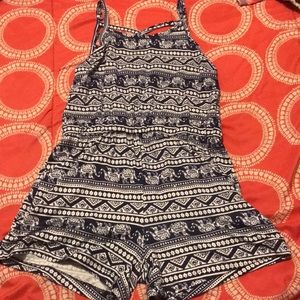 elephant print girls romper, adjustable straps